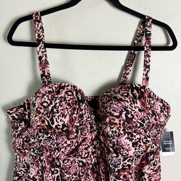 Torrid Leopard Pink One Piece Swimsuit 3X NWT D/DD 15900342 - Picture 13 of 14